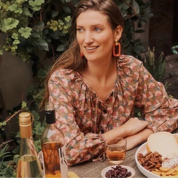 J. Crew Collection tie-sleeve button-front top in Ratti® prism floral Size XS - Picture 2 of 10